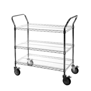 Chrome plated Wheel Type Steel Wire Frame Tool Car, Trolley