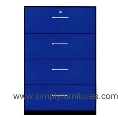 4 drawers home steel lateral file cabinet blue