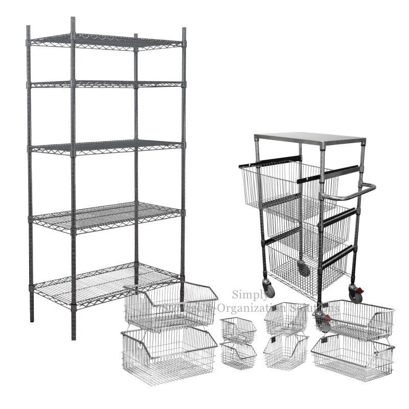Wire Shelving with Baskets Hospital use