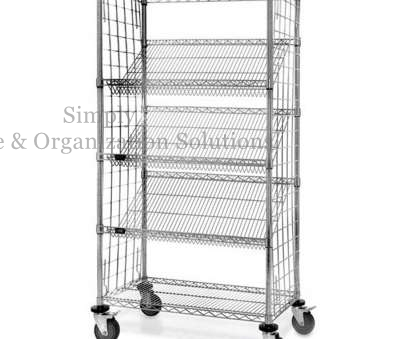 Food Display Storage Systems 5-Tier Slanted Wire Shelving Suture Cart Chrome Finish