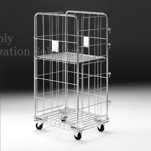 Trundle Design Wide Guage Steel Wire Utility Cart For Hospital / Supermarket