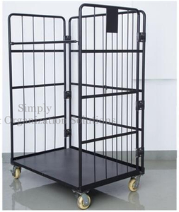 Black Electro Galvanized Nestable Roll Cage for Factory Auto Parts