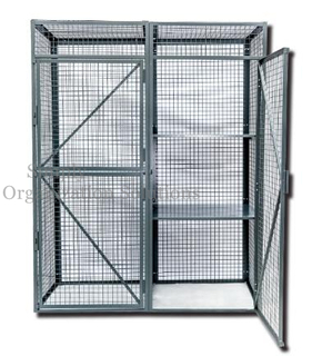Black Metal Lockable Mesh Security Truck Double Doors for Workshop