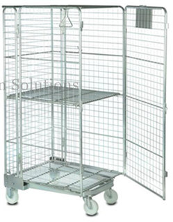 Full Security 3 Sides Nestable Roll Cage Trolley for Electric Spareparts 