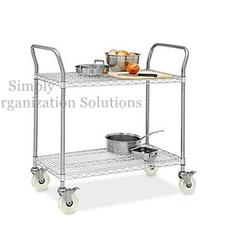 Restaurant Service 2-Layer Wire Trolley Cart 30"W X 14"D X 38"H