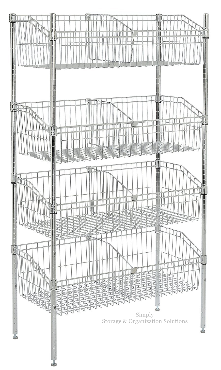 8 - Basket Retail Storage Silver Chrome Finish Wire Grid Baskets Shelving